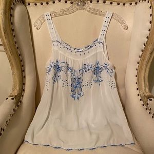 Rebecca Taylor white embroidered buttoned back top